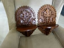 Wood hand carved folding wall shelves. Set of two 15"x10"x5 1/2" for sale  Spring