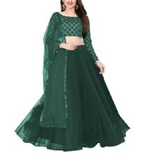 New Designer Indian Party Wear Net Lehenga Choli With Dupatta For Women - Green, used for sale  Shipping to South Africa