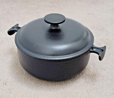 Vintage Le Creuset #17 Black Enzo Mari 'La Mama' Cast Iron Casserole w Lid, used for sale  Shipping to South Africa