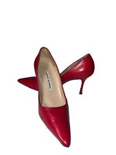 Manolo Blahnik Ladies'  Red Leather Court Stiletto Heels size EU 38 UK 5, used for sale  Shipping to South Africa