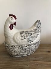 Ceramic Chicken/Hen on Nest Egg Crock - Black & White for sale  Shipping to South Africa