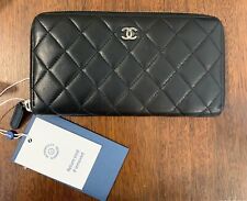 Billetera CHANEL Matelasse con cremallera larga piel de cordero negra 1990 autenticada elegante segunda mano  Embacar hacia Argentina