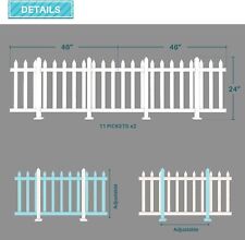 Vinyl Picket Fence White PVC  2 Panels 46"x24" Yard Garden for sale  Shipping to South Africa