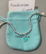 Used, Tiffany&Co Silver 925 Bead Chain Blue Enamel Mini Heart Bracelet for sale  LEICESTER