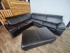 Ledersofa Eckcouch Schwarz Schlafsofa Wohnlandschaft Hocker Echtleder, usado comprar usado  Enviando para Brazil