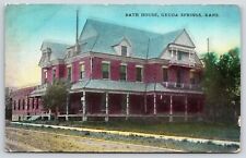 Geuda Springs Kansas~Victorian Bath House~Front & Side~1908 Handcolored Postcard for sale  Shipping to South Africa