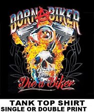 CAMISA TOP SIN MANGAS BORN A BIKER DIE A MOTOCICLISTA MOTOCICLISTA V-TWIN FLAMES X23 segunda mano  Embacar hacia Argentina