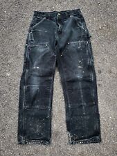 Pantalones de colección Carhartt negros de doble rodilla manchas blanqueadoras EE. UU. 30 carga segunda mano  Embacar hacia Argentina