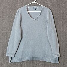 Karen Scott Sweater Womens 3X Blue V Neck Long Sleeve Chenille Pullover for sale  Shipping to South Africa