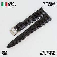 CINTURINO OROLOGIO ARTIGIANALE MADE IN ITALY VERA PELLE VERO CUOIO NERO 18MM comprar usado  Enviando para Brazil