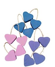 💜Wooden Hearts and Twine (Blue, Pink, Purple) Decorations   for sale  Shipping to South Africa