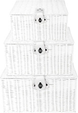 white wicker storage baskets lids for sale  COVENTRY