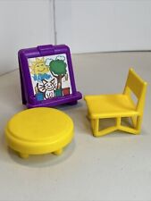 Conjunto de 3 Mesa e Cadeira Fisher Price Little People School House Cavalete Roxo, usado comprar usado  Enviando para Brazil