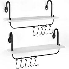 Used, Small White Bathroom Floating Shelves with Towel Bar Kitchen Shelves for sale  Shipping to South Africa