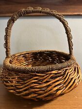 Used, Large Rustic Rattan Basket with woven handle Heavy Duty Strong  for sale  Shipping to South Africa
