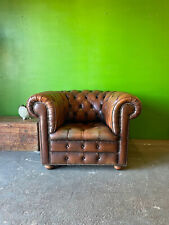 Vintage leather chesterfield for sale  BUDE