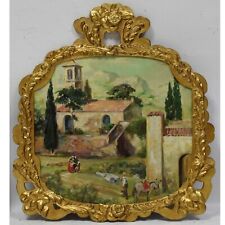 Około 1940-1950 Stary obraz olejny Krajobraz wiejski 52x48cm na sprzedaż  PL