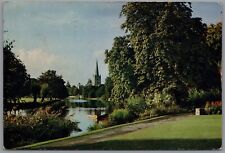Avon i Kościół Świętej Trójcy Stratford-upon-Avon Warwickshire Pocztówka 1958 na sprzedaż  Wysyłka do Poland