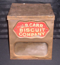 "J.B. Carr Biscuit Company ~ Caja de exhibición de metal mostrador de tienda antigua ~ 11,5"" x 10,5" segunda mano  Embacar hacia Argentina