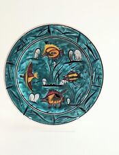 Used, Vintage Greece Ikaros Pottery Plates Hand Painted Fish Life  for sale  Shipping to South Africa