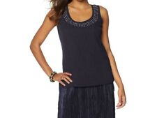 Wendy Williams Women's Embellished Neckline Tank Top Navy Blue Small Size HSN, used for sale  Shipping to South Africa