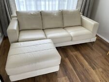 Cream leather sofa for sale  ANDOVER