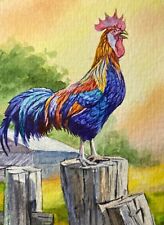 Watercolor painting rooster for sale  USA