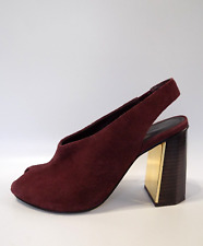 Block High Heel Shoes Autograph M&S Size 5.5 Womens Burgundy Peep Toe Slingback for sale  Shipping to South Africa