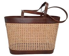 ST AGNI Ladies Neutral Harper Rattan & Leather Large Tote Bag OS NEW RRP285 for sale  Shipping to South Africa