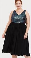 Torrid Mermaid Colors Sequins Chiffon Fit & Flare Midi Sleeveless Dress 18 for sale  Shipping to South Africa