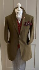 Used, Mens 100% pure cashmere green brown red check blazer 40 Jacket tweed wool hackin for sale  RICHMOND