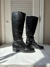Justin  Black Leather Horse Field Riding Lace Up Boots Shoes Womens 5.5 B for sale  Shipping to South Africa