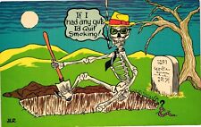 Postal de cómic para dejar de fumar esqueleto excavar tumba sin publicar segunda mano  Embacar hacia Argentina