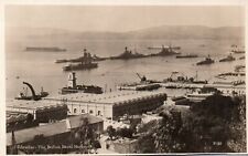 Foto RPPC Base Naval de la Marina Real Británica Puerto de Gibraltar en tiempo de guerra, usado segunda mano  Embacar hacia Argentina