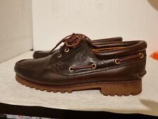Timberland 30003 Classic 3 Eye Lug Boat  Leather Brown Shoes Mens Size UK 10 W   for sale  Shipping to South Africa