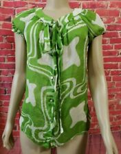 Usado, Uma blusa feminina de seda designer MILLY NY original ASSINADA gravata verde tamanho 10 #C6 comprar usado  Enviando para Brazil