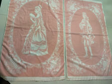 Vtg Victorian Woman & Man Pink White Sculptured Bath Towels,Zucchi,Italy,UNIQUE for sale  Shipping to South Africa