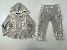 Naartjie Girls 100% Cotton Grey Long Sleeve Zip Up Hoodie Tunic & Pant 2Pc Set 4 for sale  Shipping to South Africa