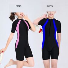 Girl Boy Swimsuit Short Sleeve Diving Suit One Piece Swimming Costume for 7-17 T for sale  MIDDLESBROUGH