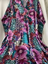 Vestido Vintage California Dynasty G/XL House Robe Cetim Sedoso Floral Mumu Caftan, usado comprar usado  Enviando para Brazil