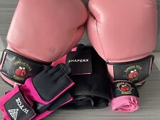 Conjunto de luvas de boxe rosa femininas, treinador de cintura, envoltório de pulso e luvas sem dedos!, usado comprar usado  Enviando para Brazil