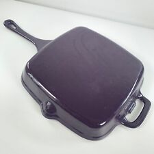 Cast Iron Skillet Frying Griddle Pan 27cm Purple Pouring Spouts 2 Handles 3kg for sale  Shipping to South Africa