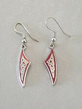 Preloved Vintage Celtic Sea Gems Silver tone Red Enamel Drop  Earrings  for sale  ROTHERHAM