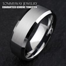 Anillo de boda de carburo de tungsteno plata cepillada para hombre joyería talla 5-15 + mitad segunda mano  Embacar hacia Argentina