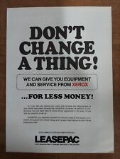 Anuncio impreso vintage Leasepac 1972 equipo Xerox arrendado por menos segunda mano  Embacar hacia Argentina