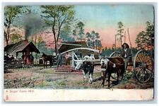 Usado, Cartão postal antigo de um moinho de cana-de-açúcar fazendeiro bois de cavalo 1908 dobra postada comprar usado  Enviando para Brazil