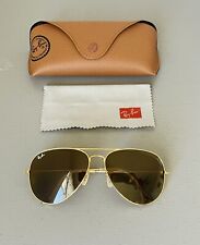 Óculos de sol Ray Ban aviador, 3026, 62mm grande, armação dourada/lente marrom. comprar usado  Enviando para Brazil
