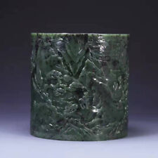 Antique Chinese Green Jade Carved Landscapes and Figures Brush Pot tweedehands  verschepen naar Netherlands