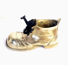 Vintage Brass Boot Planter Laced Shoe Vase Plant Pot Ornament 4x7", used for sale  Shipping to South Africa