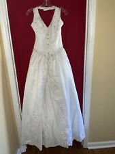 Vestido de noiva Mary's Import Bridals Halter branco enfeitado aplique de cetim, usado comprar usado  Enviando para Brazil